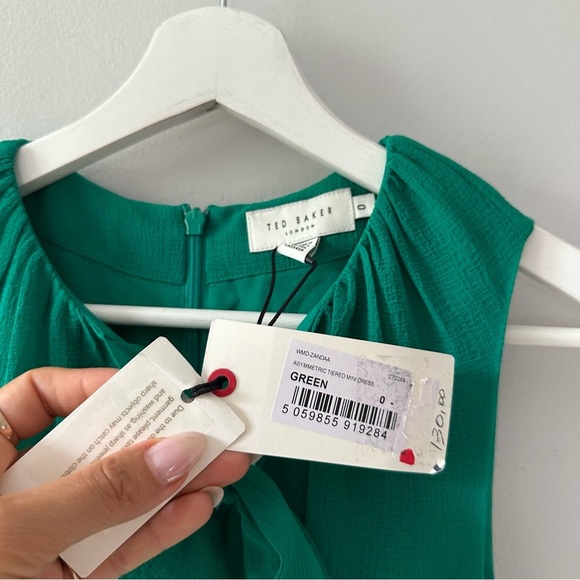 Ted Baker Zandaa Asymmetrical Tiered Mini Dress in Green - Picture 5 of 7